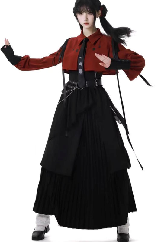 Moon Shadow Streamer New Chinese Skirt Set