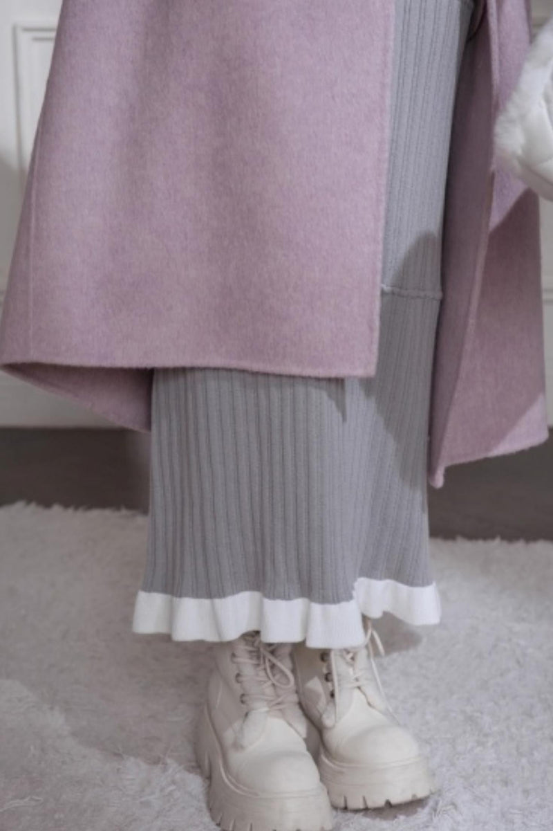 Sichuan Mist Gray Ruffle Long Dress
