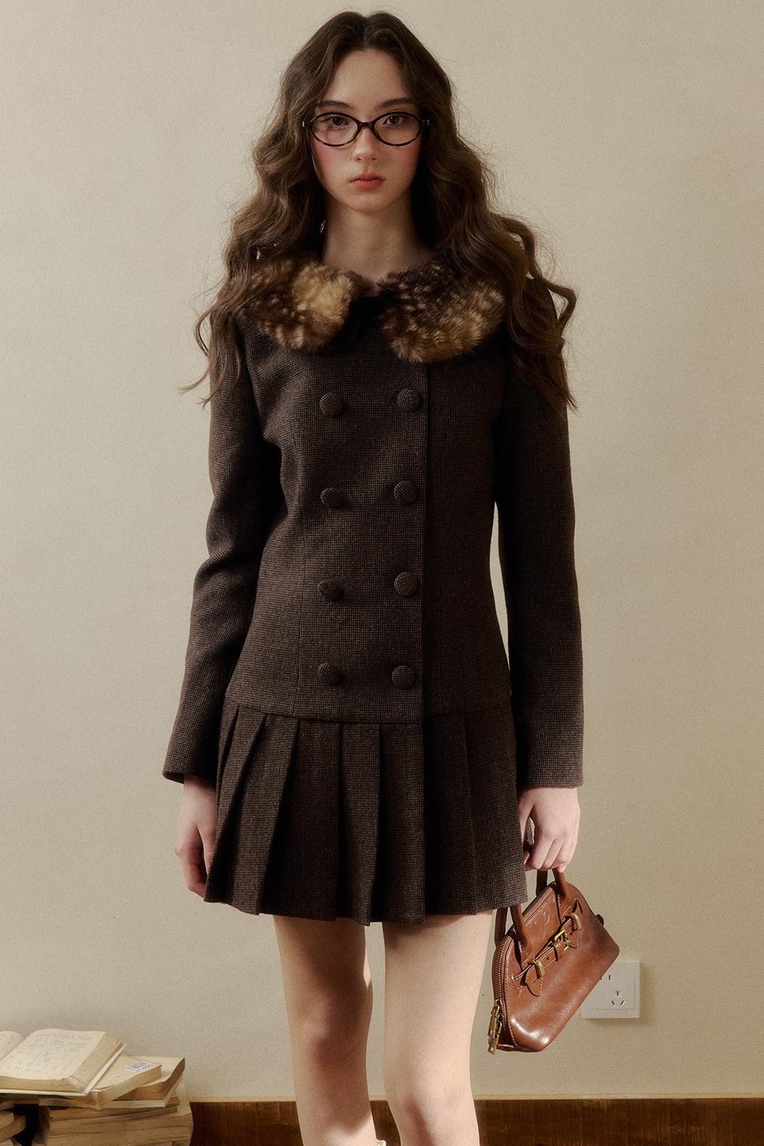 Retro Preppy Style Pleated Dress