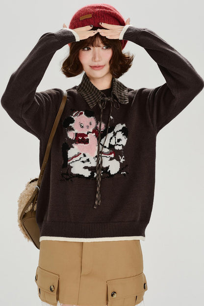 Retro Jacquard Soft Color Top