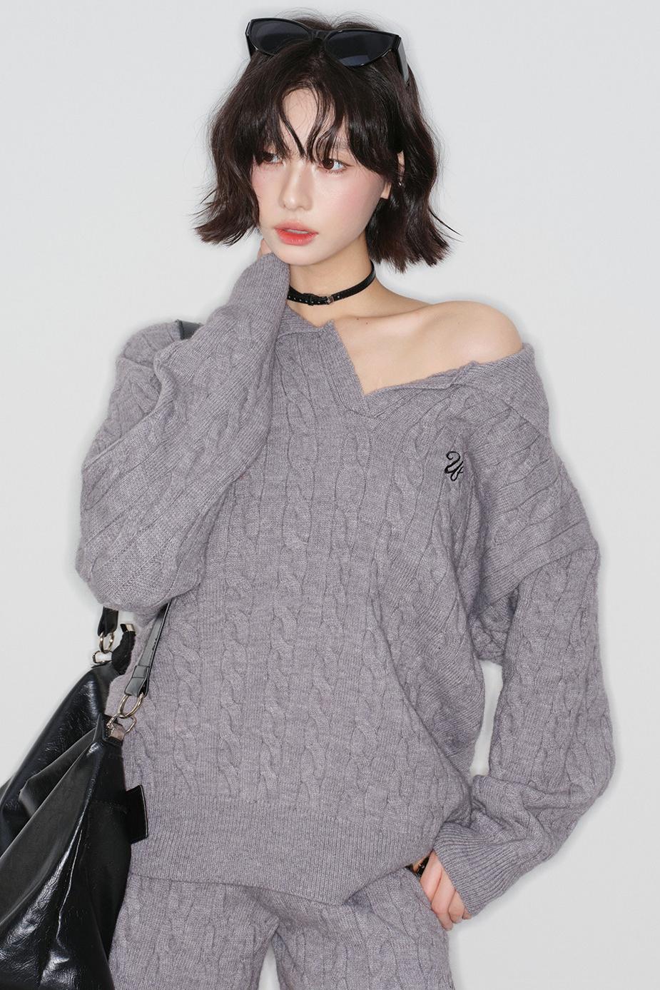 Cable Knit Polo Sweater + Pants
