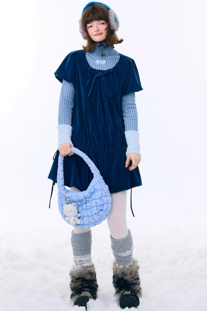 Dark Blue Velvet Dress