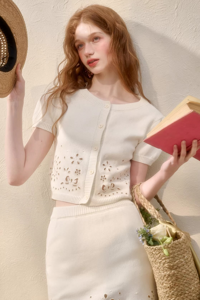 Puff Sleeve French Top + Skirt