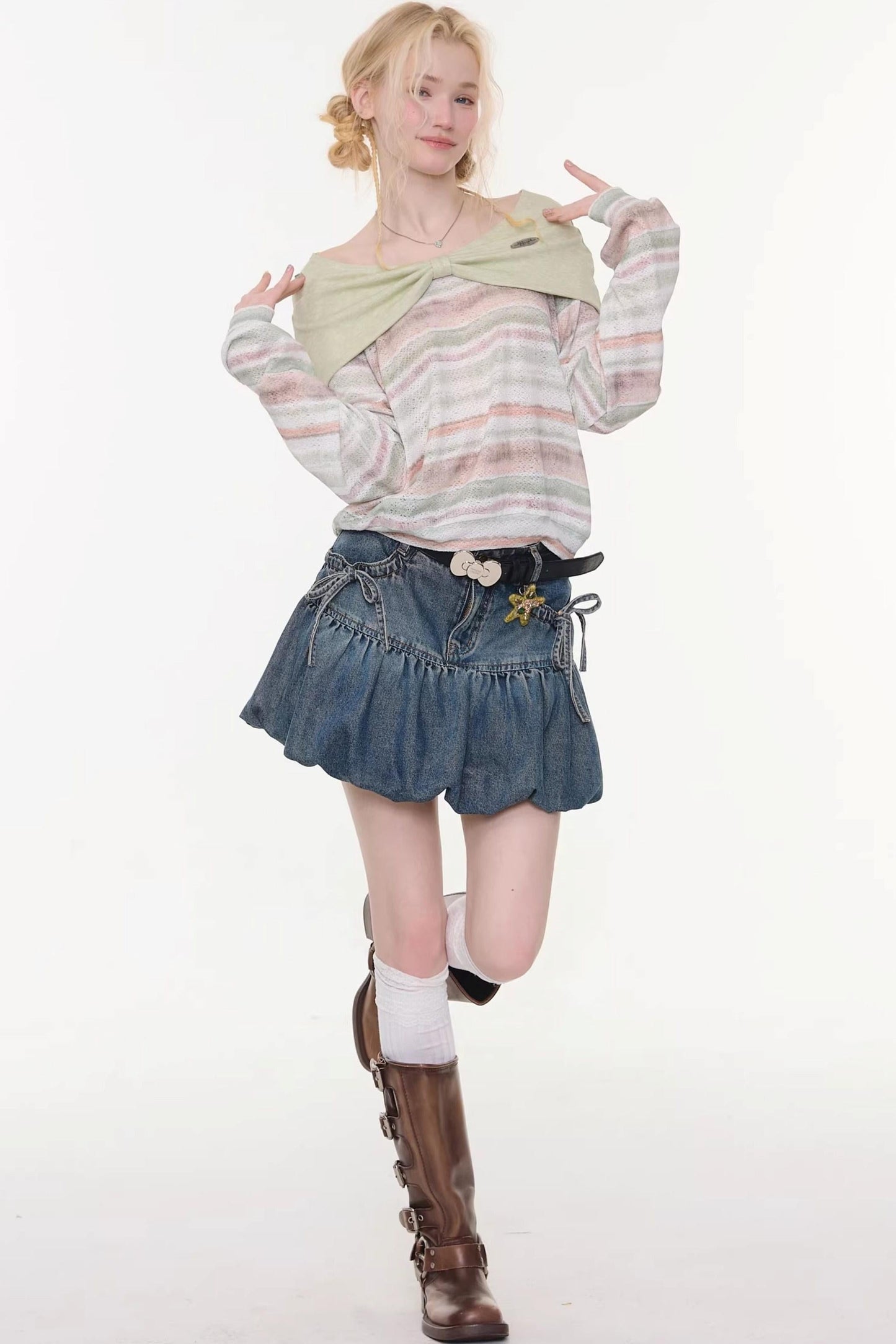 Striped Sweet Girly Tops