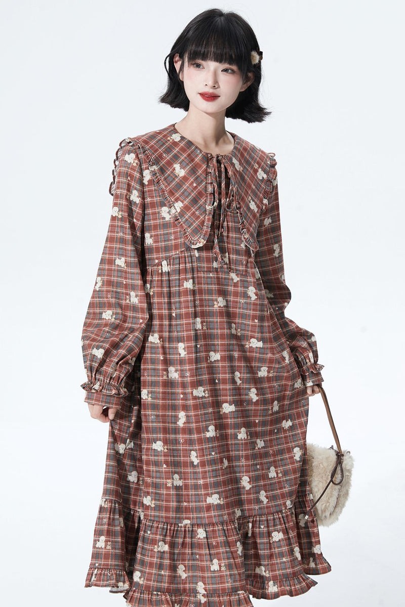 Retro Checker Puppy Dress