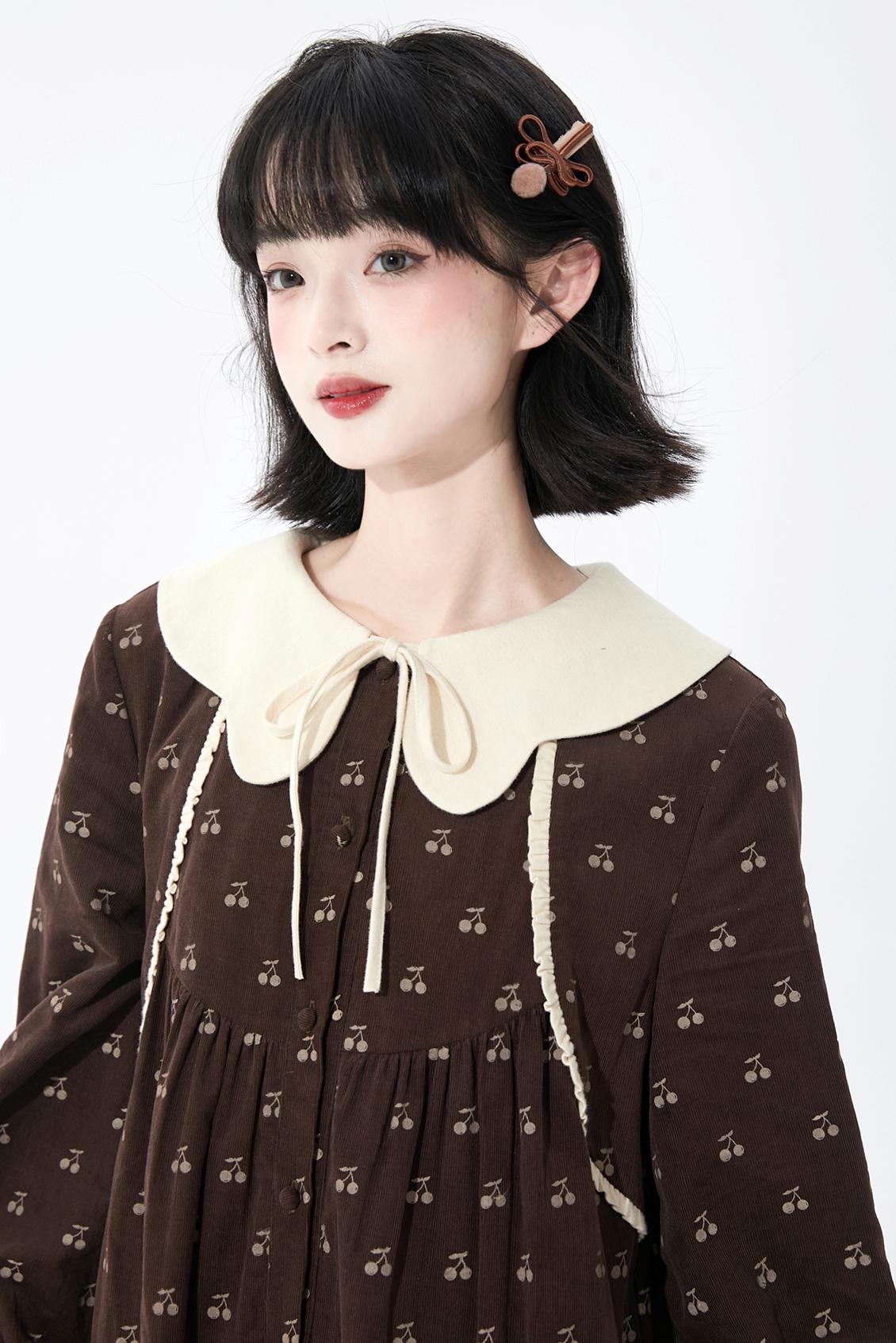 Cherry Doll Collar Retro Dress