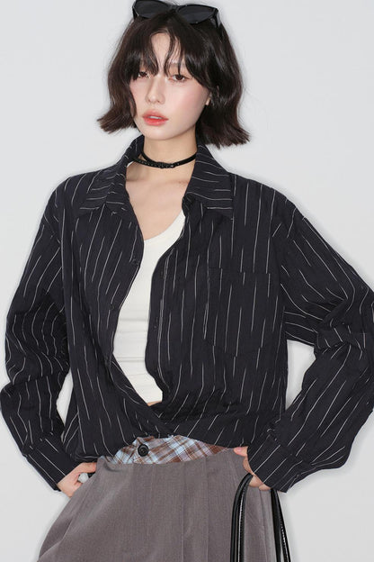 Gravity Striped Cotton Blouse