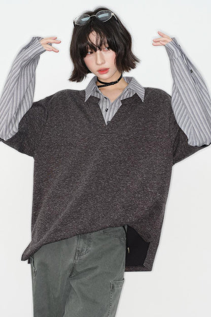Patchwork Color Block Blouse