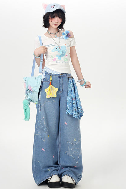 Off-shoulder Dolphin Summer Fake Two-piece Top