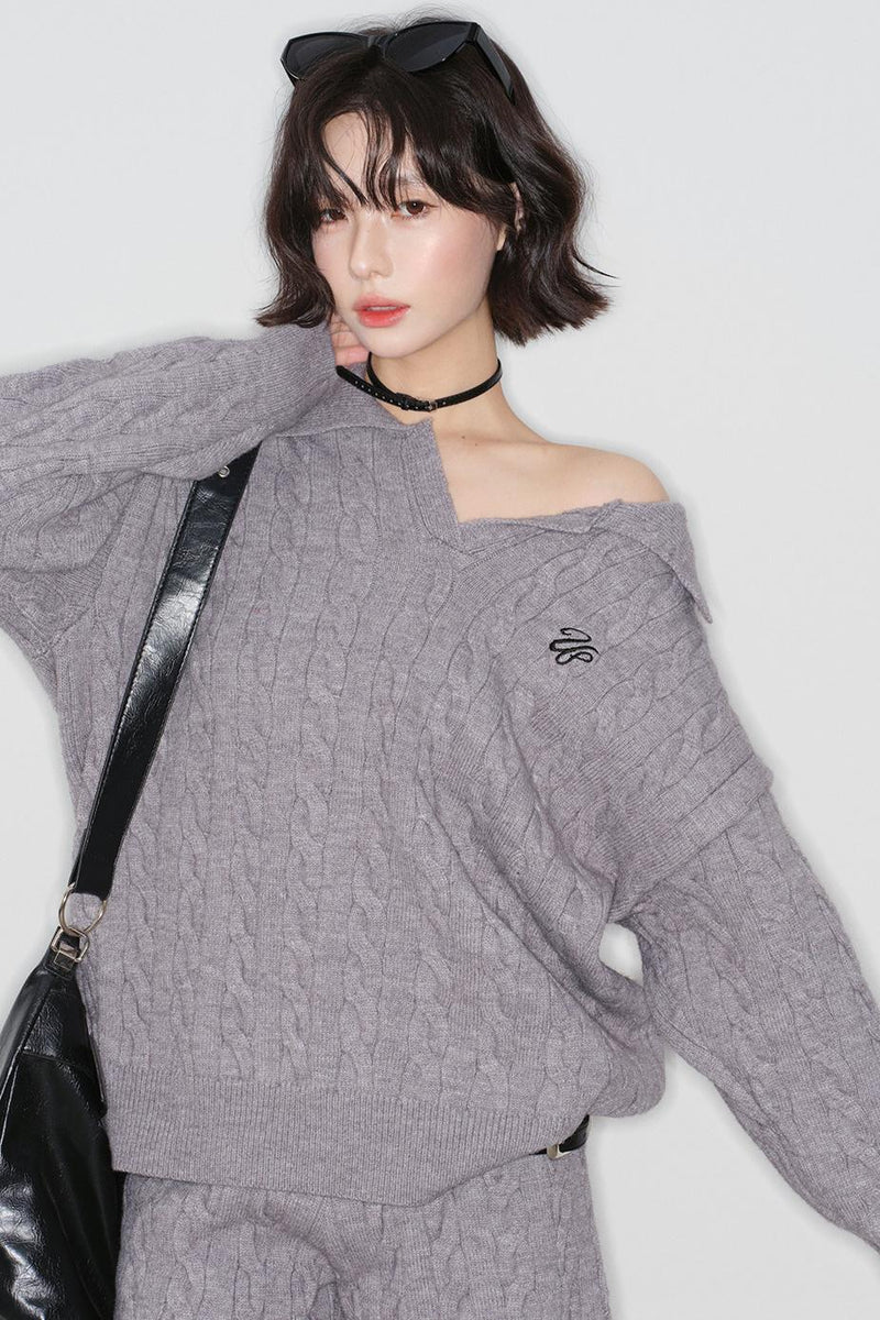Cable Knit Polo Sweater + Pants