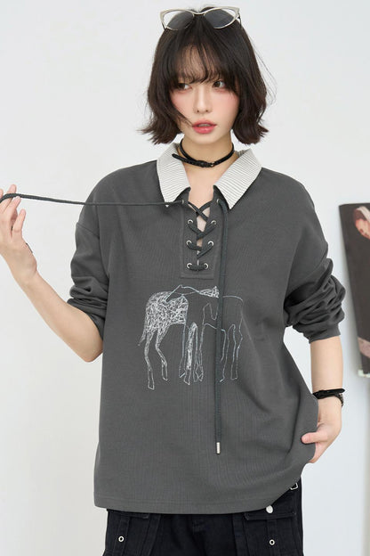 Gravity Lace-up Polo Top