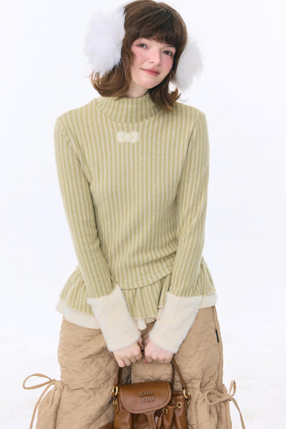One-point Bow Peplum Top