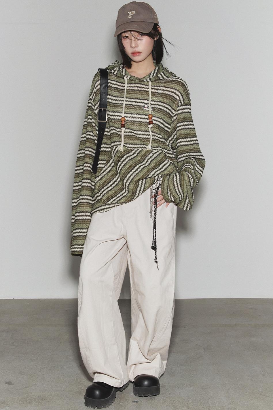 Gravity Striped Hooded Top