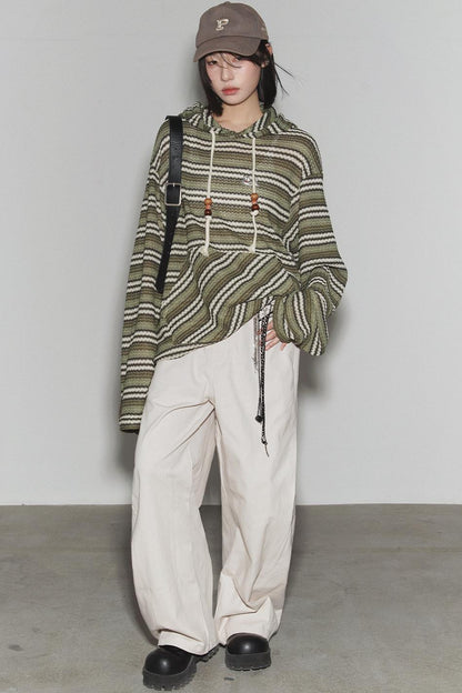Gravity Striped Hooded Top