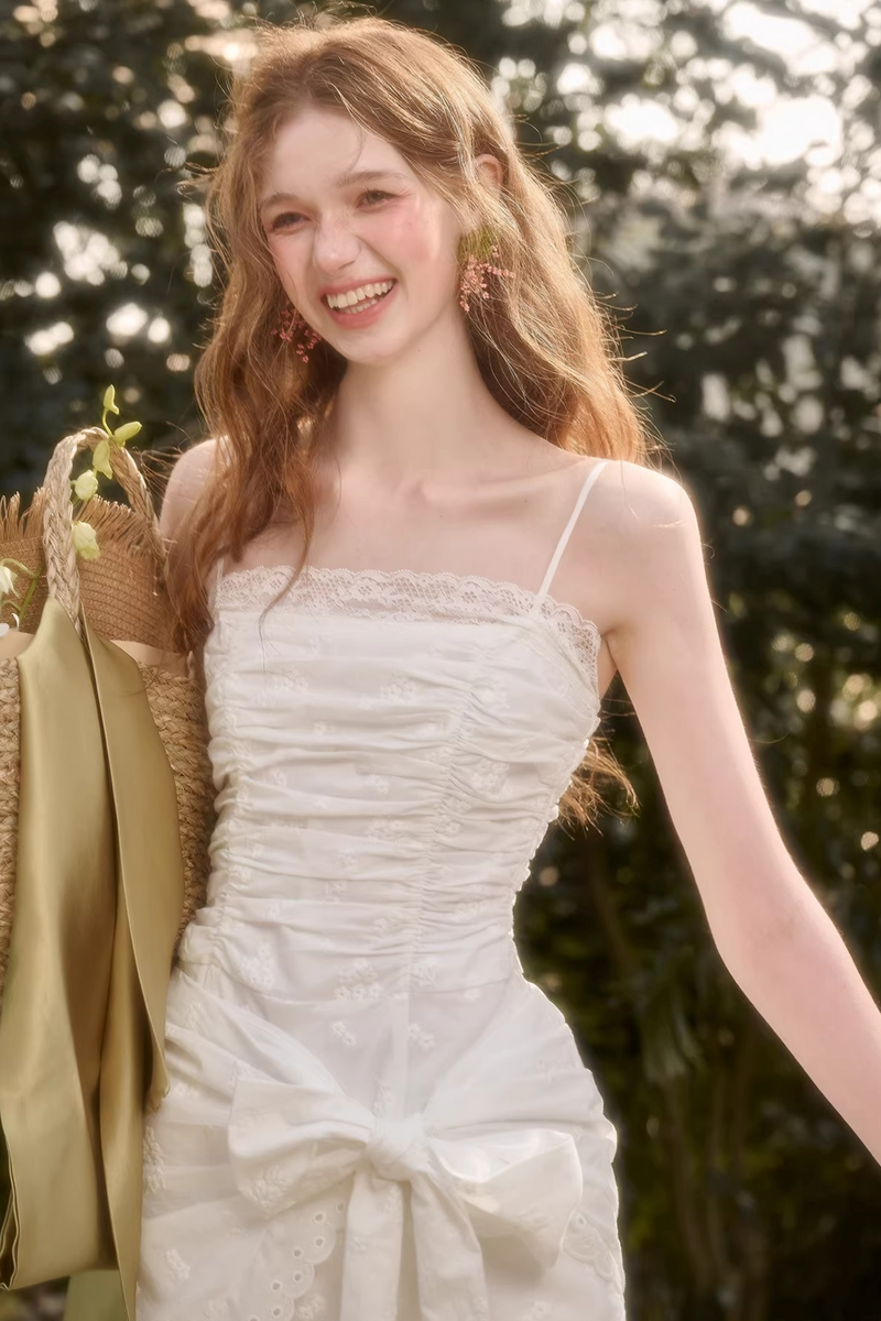 French Ribbon Fitted Camisole Dress