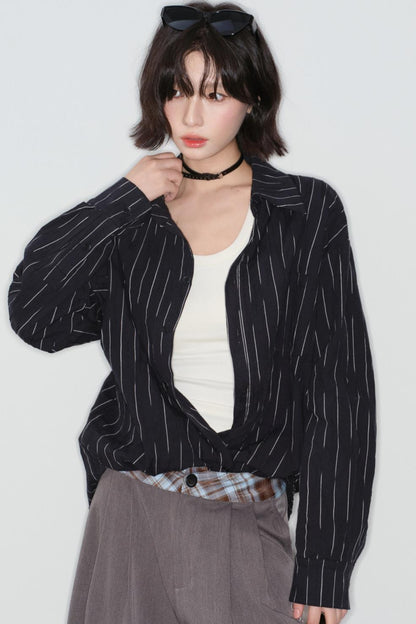 Gravity Striped Cotton Blouse