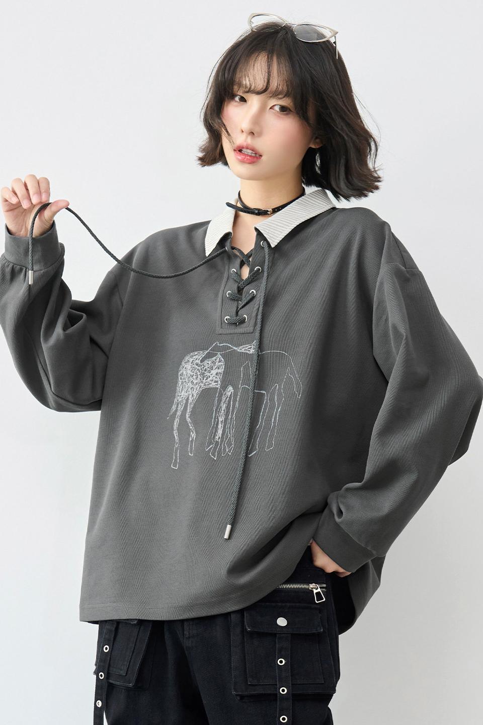 Gravity Lace-up Polo Top