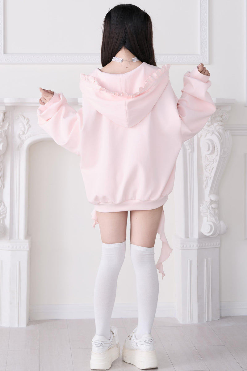 Lace Subculture Hooded Sweatshirt + Camisole + Shorts + Long Pants