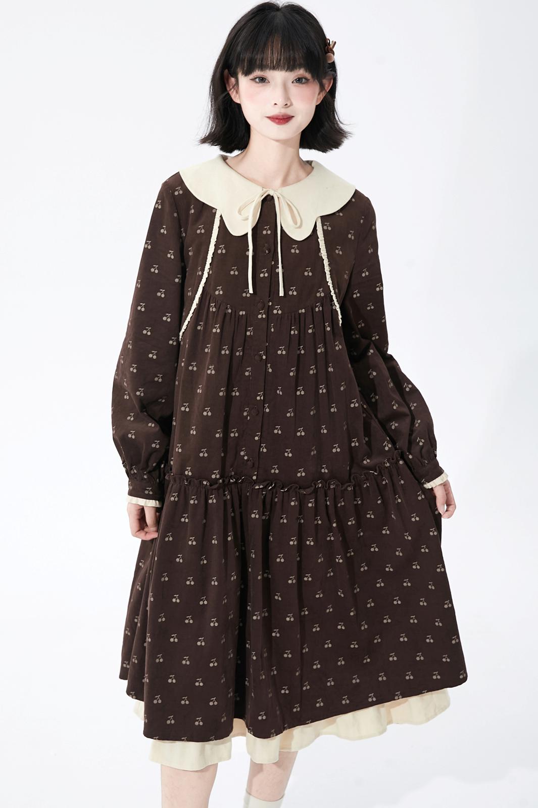 Cherry Doll Collar Retro Dress