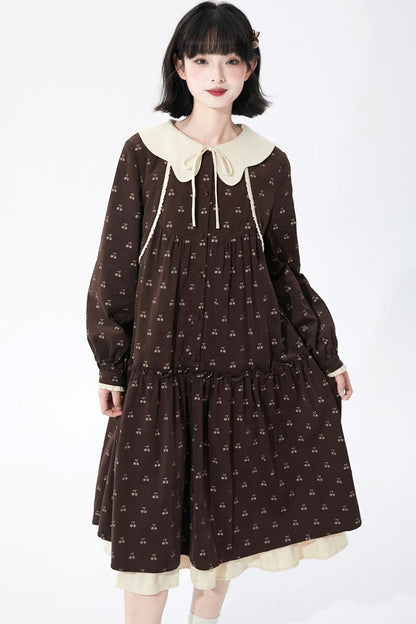 Cherry Doll Collar Retro Dress
