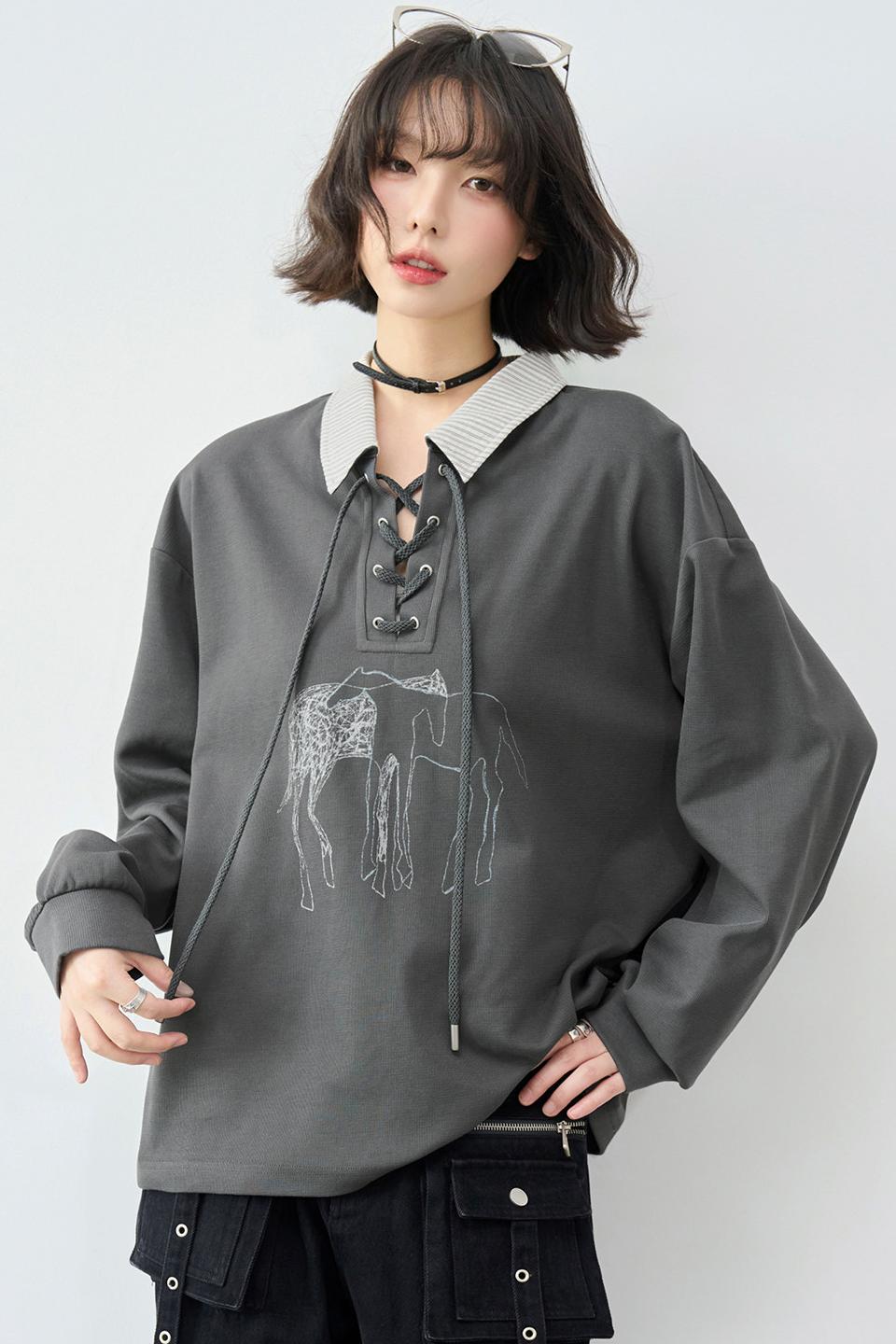 Gravity Lace-up Polo Top