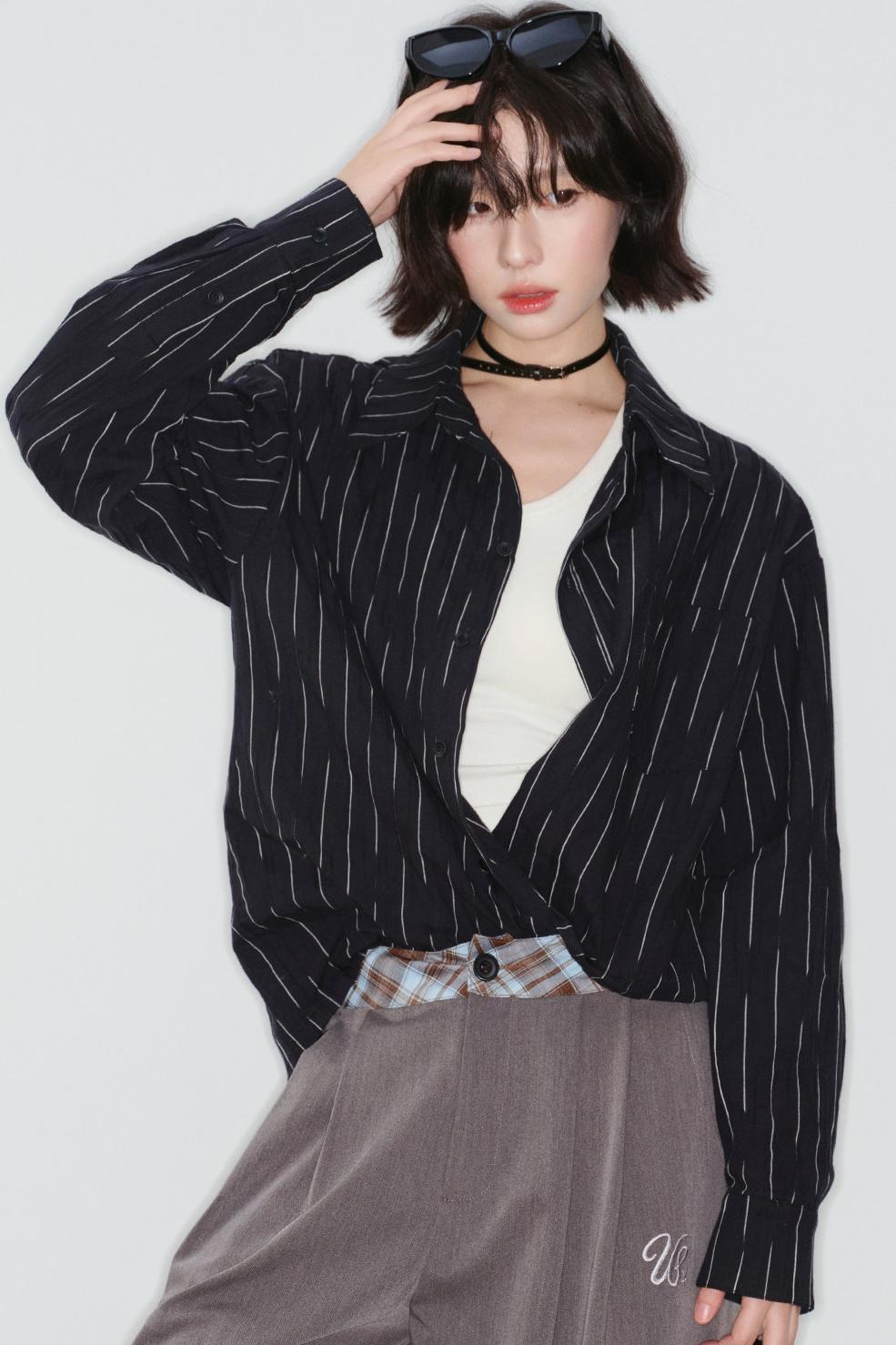 Gravity Striped Cotton Blouse