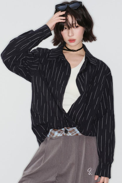 Gravity Striped Cotton Blouse
