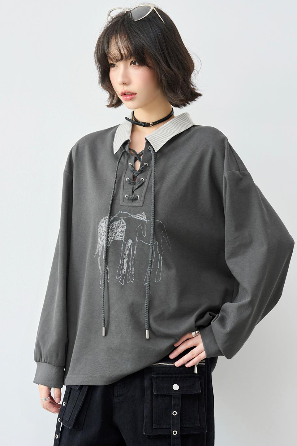Gravity Lace-up Polo Top