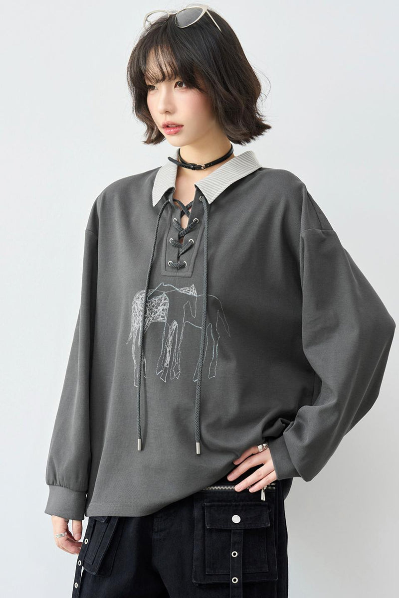 Gravity Lace-up Polo Top