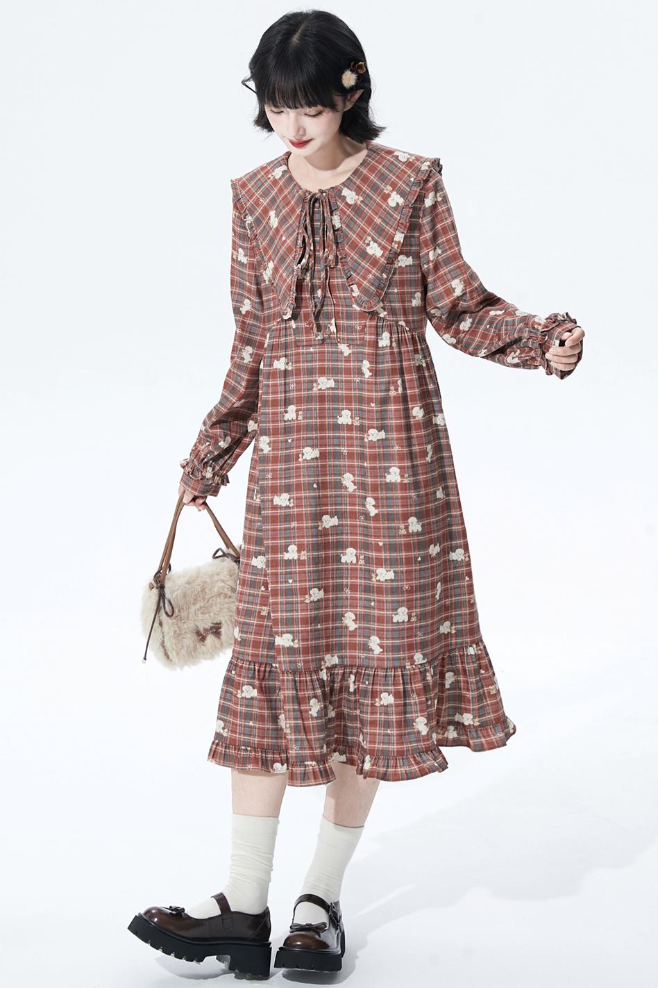 Retro Checker Puppy Dress