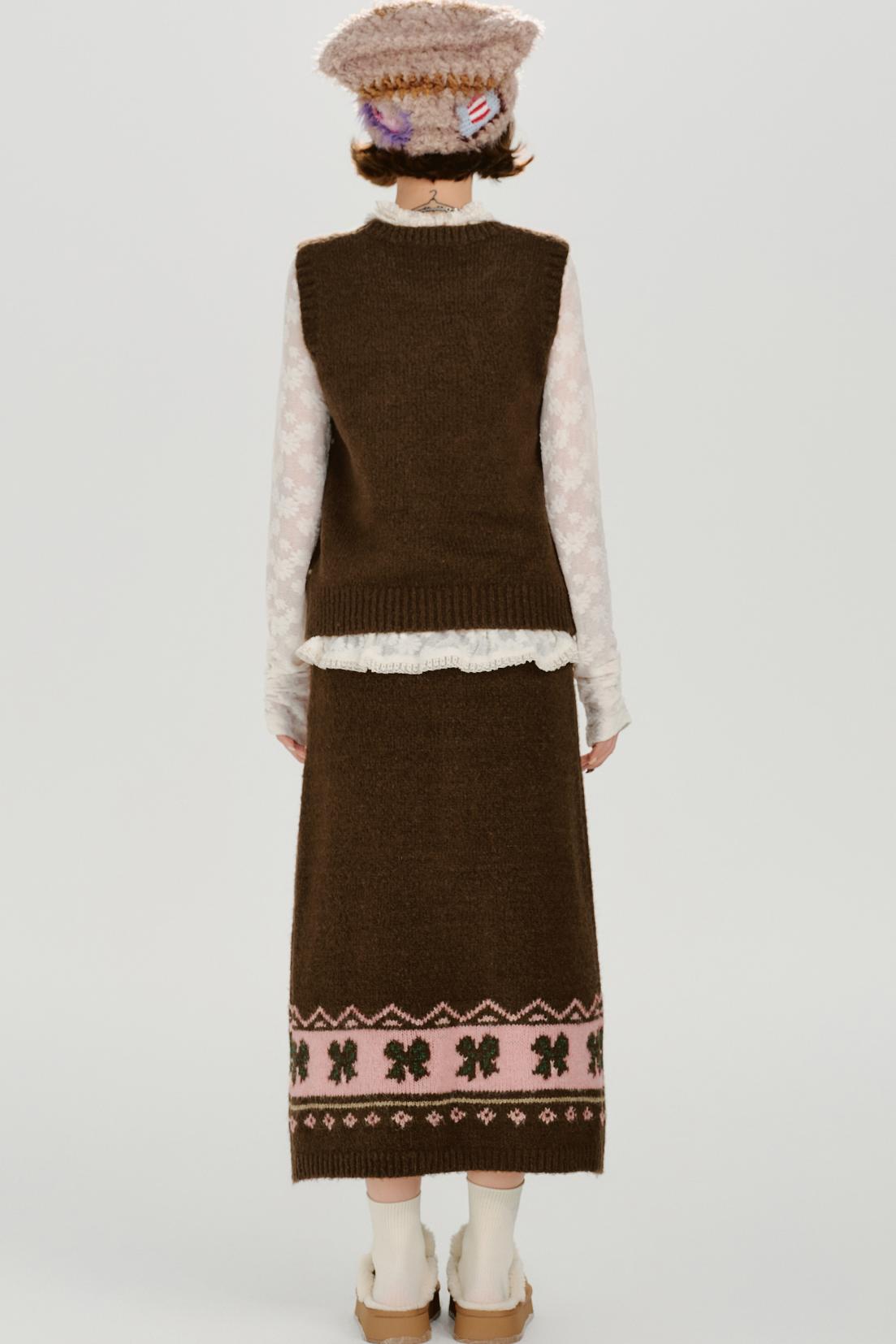 Retro Fair Isle Knit Vest + Skirt