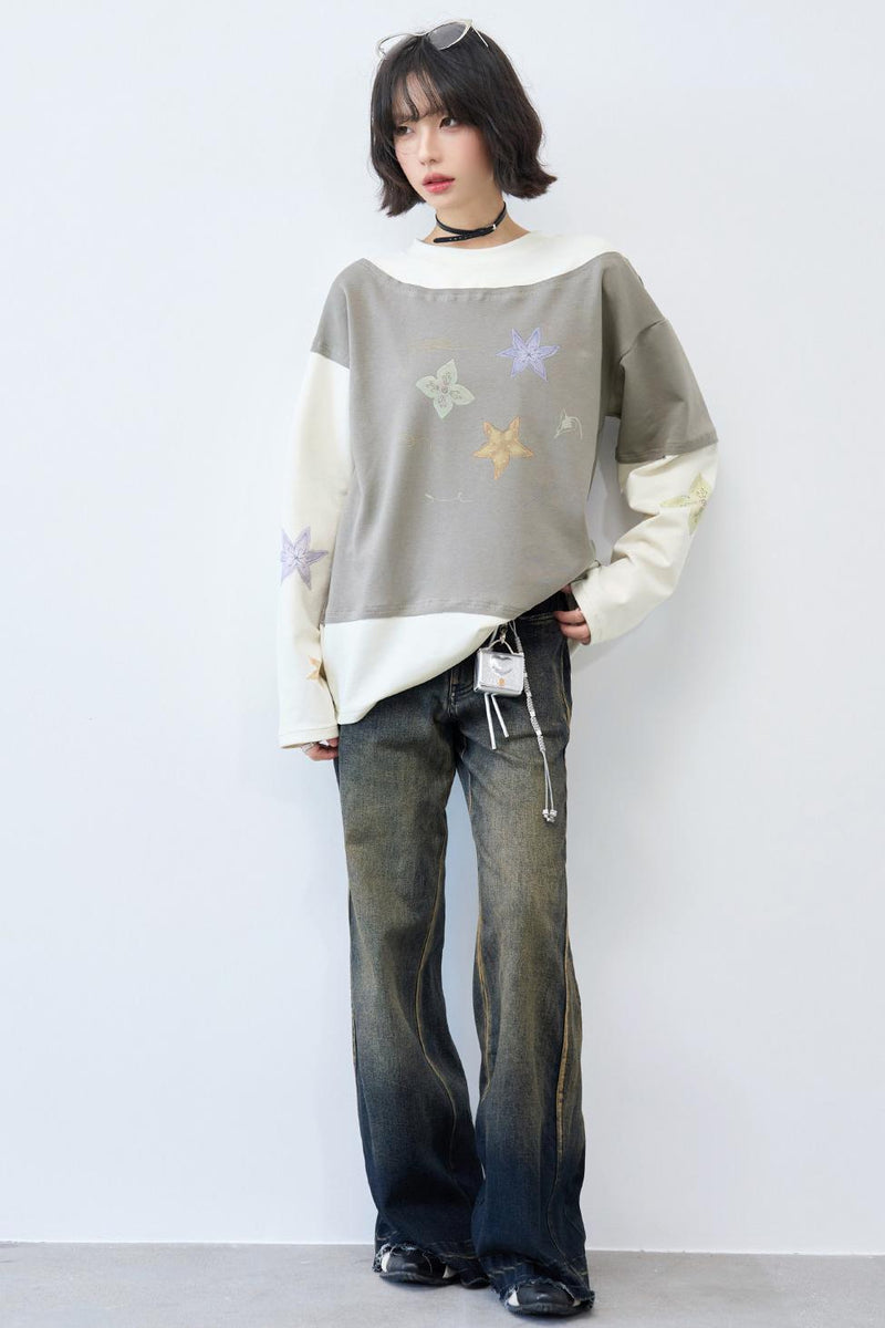 Gravity Hand-painted Color Block Top