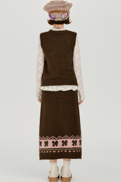 Retro Fair Isle Knit Vest + Skirt
