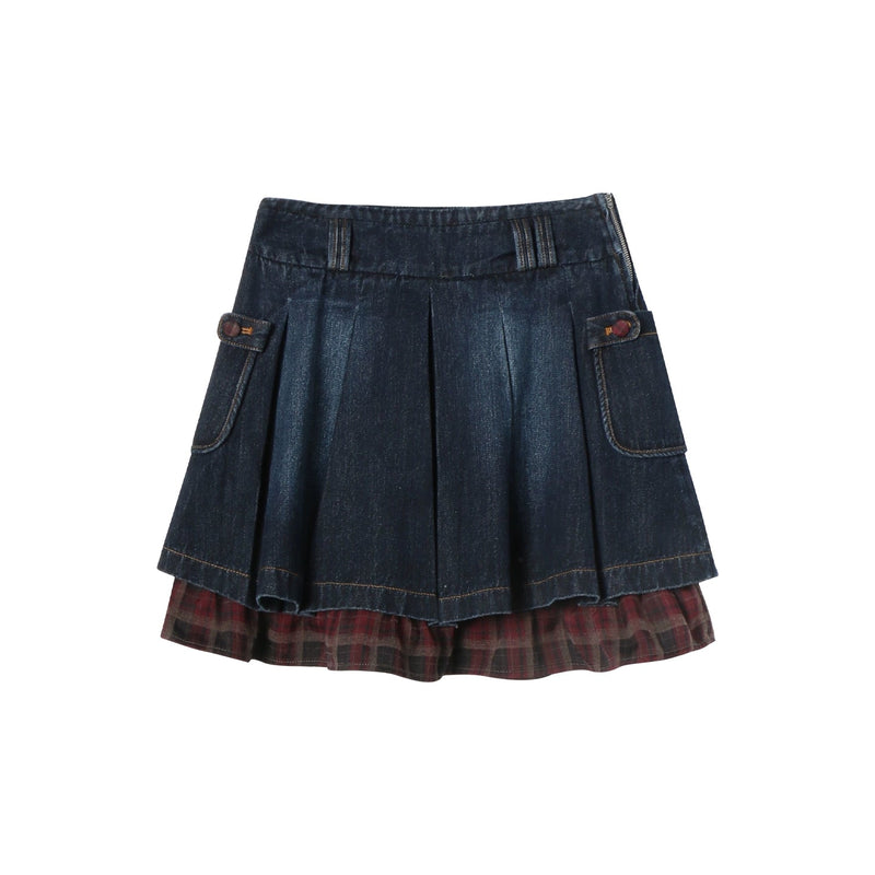 Fur Collar Denim Jacket + Skirt