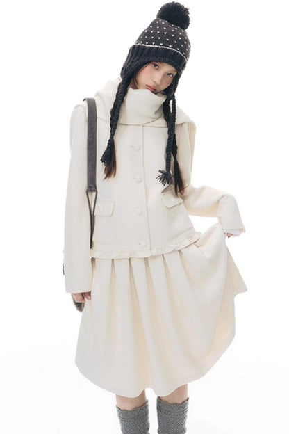 Retro Top + Preppy Pleated Skirt + Scarf