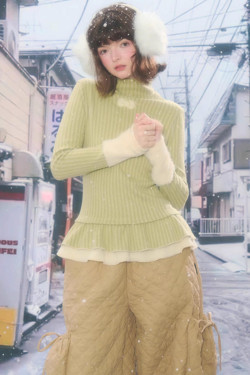 One-point Bow Peplum Top
