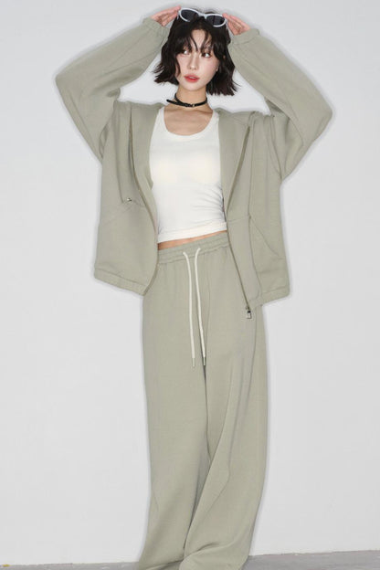 Rabbit Ears Hooded Cardigan + Straight Long Pants