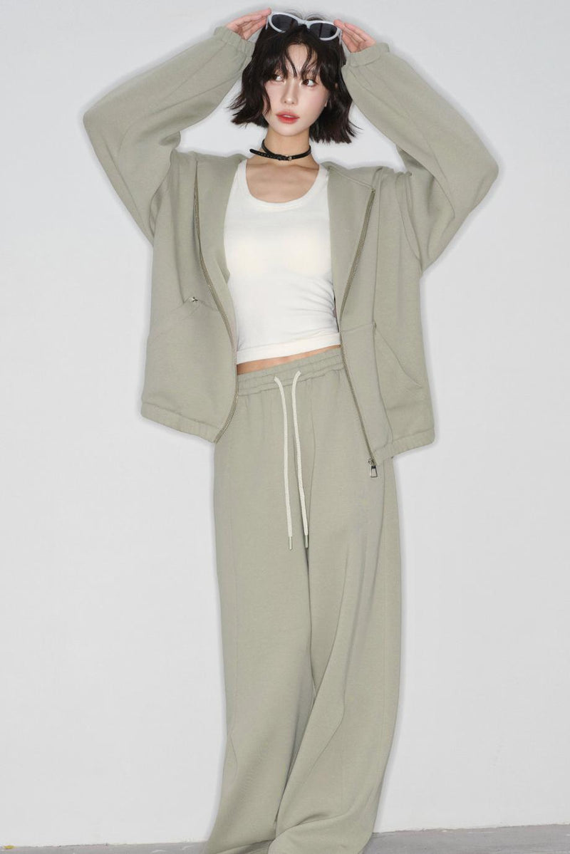 Rabbit Ears Hooded Cardigan + Straight Long Pants