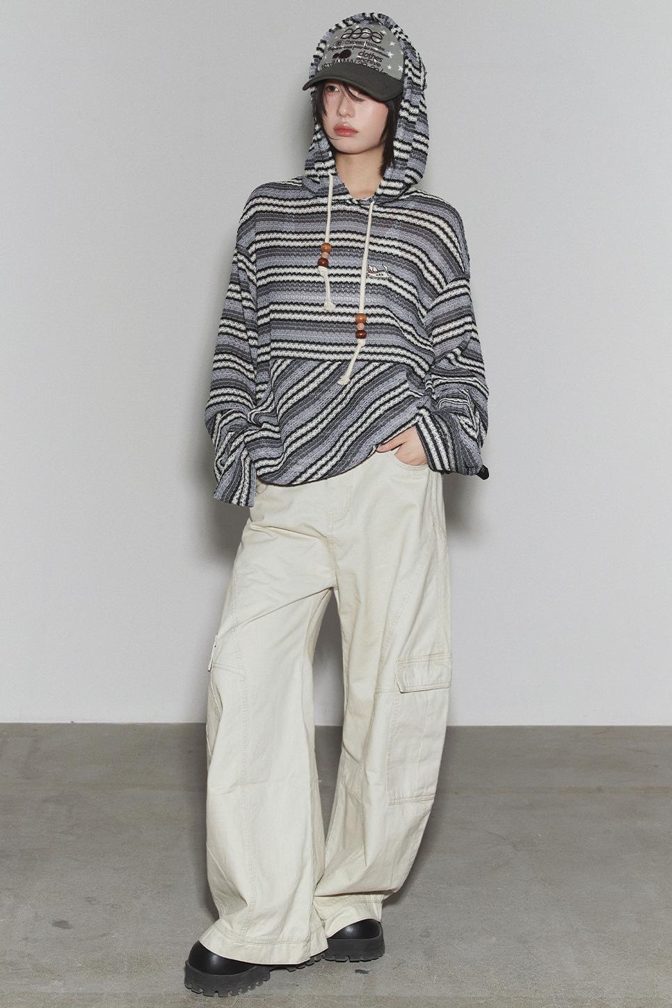 Gravity Striped Hooded Top