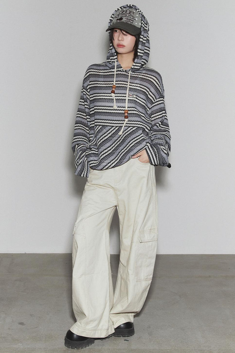 Gravity Striped Hooded Top