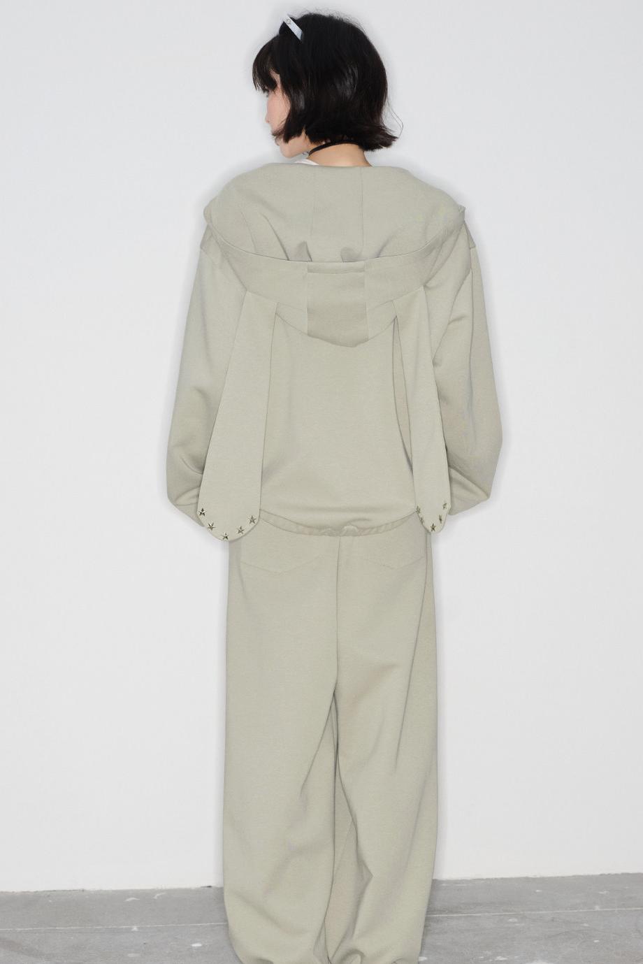 Rabbit Ears Hooded Cardigan + Straight Long Pants