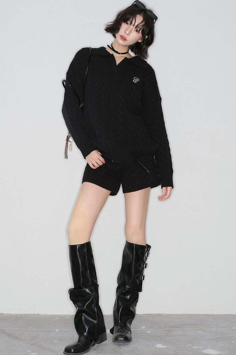 Cable Knit Polo Sweater + Pants