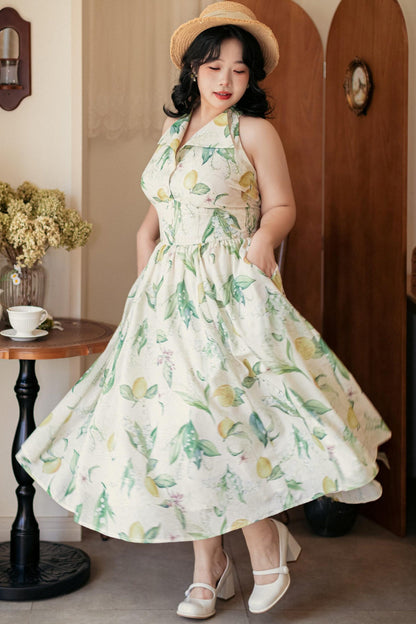 Retro Halter Neck French Flare Dress