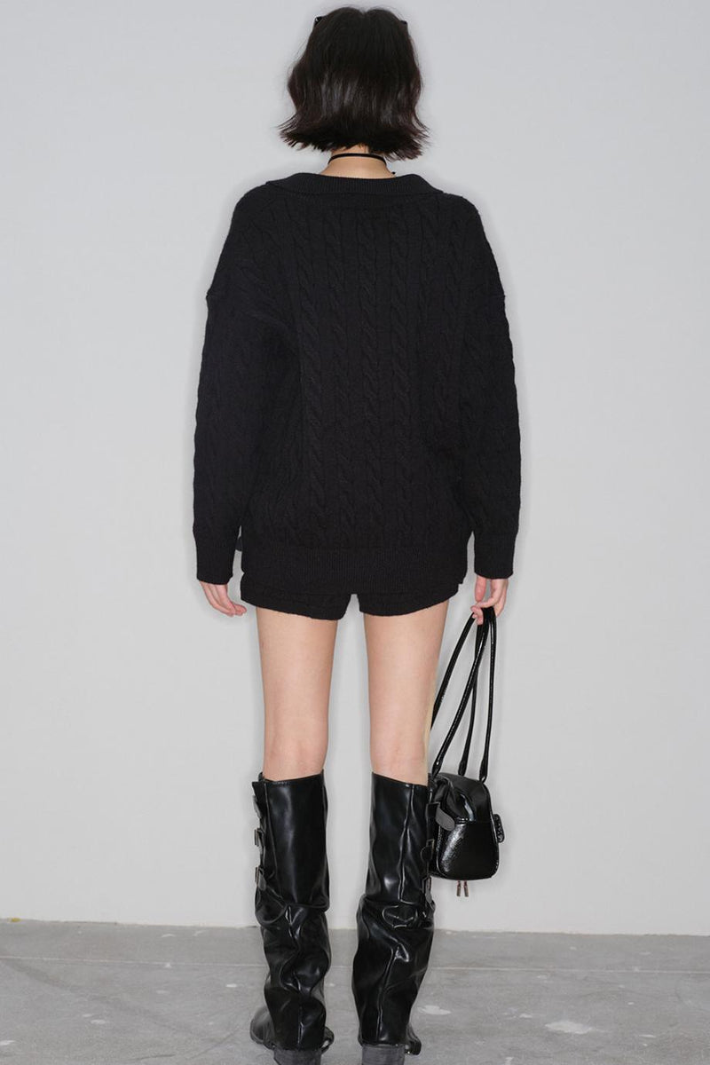 Cable Knit Polo Sweater + Pants