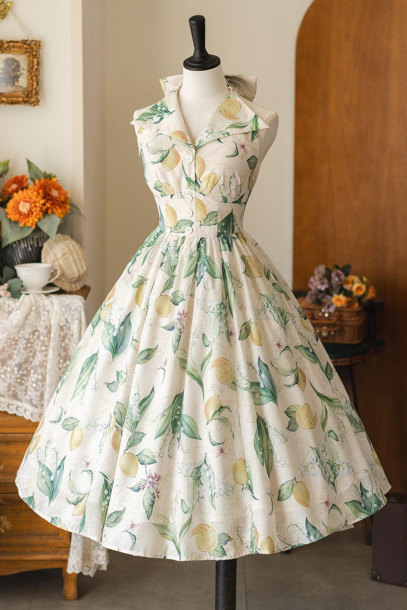 Retro Halter Neck French Flare Dress