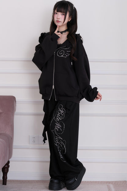 Lace Subculture Hooded Sweatshirt + Camisole + Shorts + Long Pants