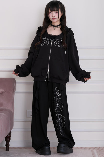 Lace Subculture Hooded Sweatshirt + Camisole + Shorts + Long Pants