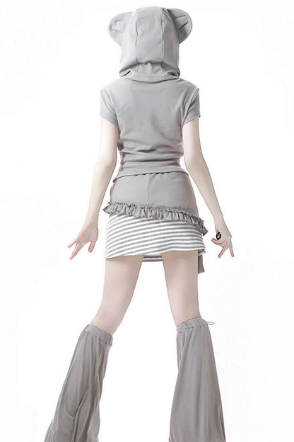 Koala Ribbed Summer Dress + Top + Skirt + Leg Warmers