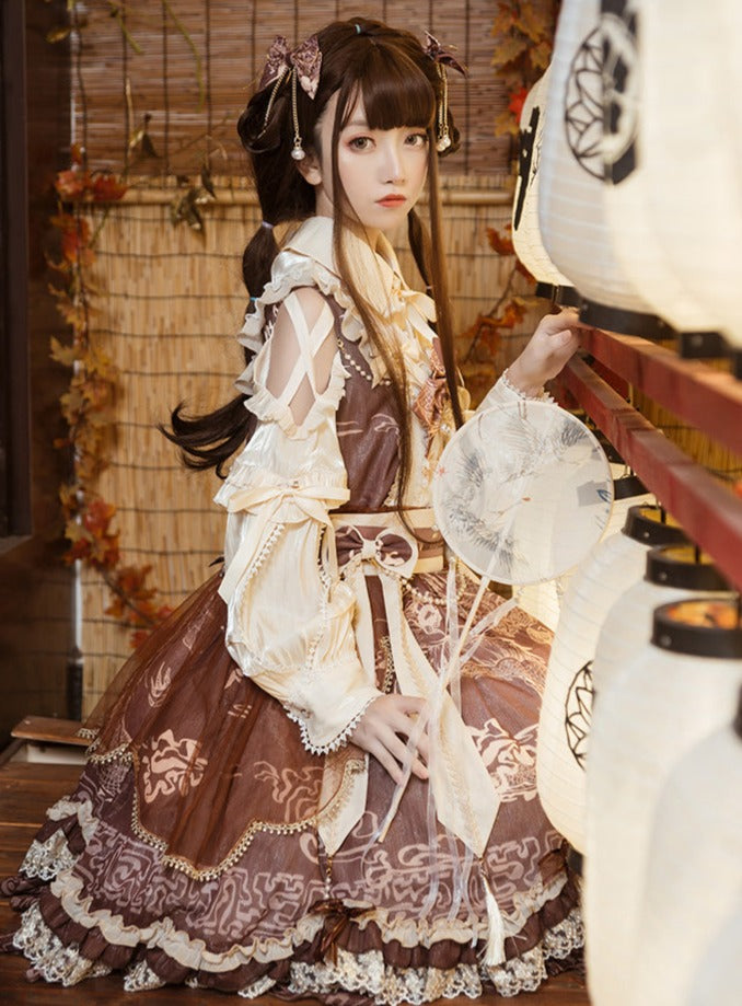 Cross Shoulder Waist Mark Ribbon Dress
