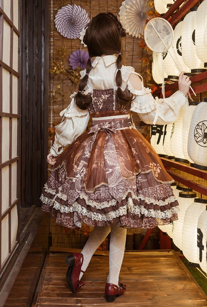 Cross Shoulder Waist Mark Ribbon Dress